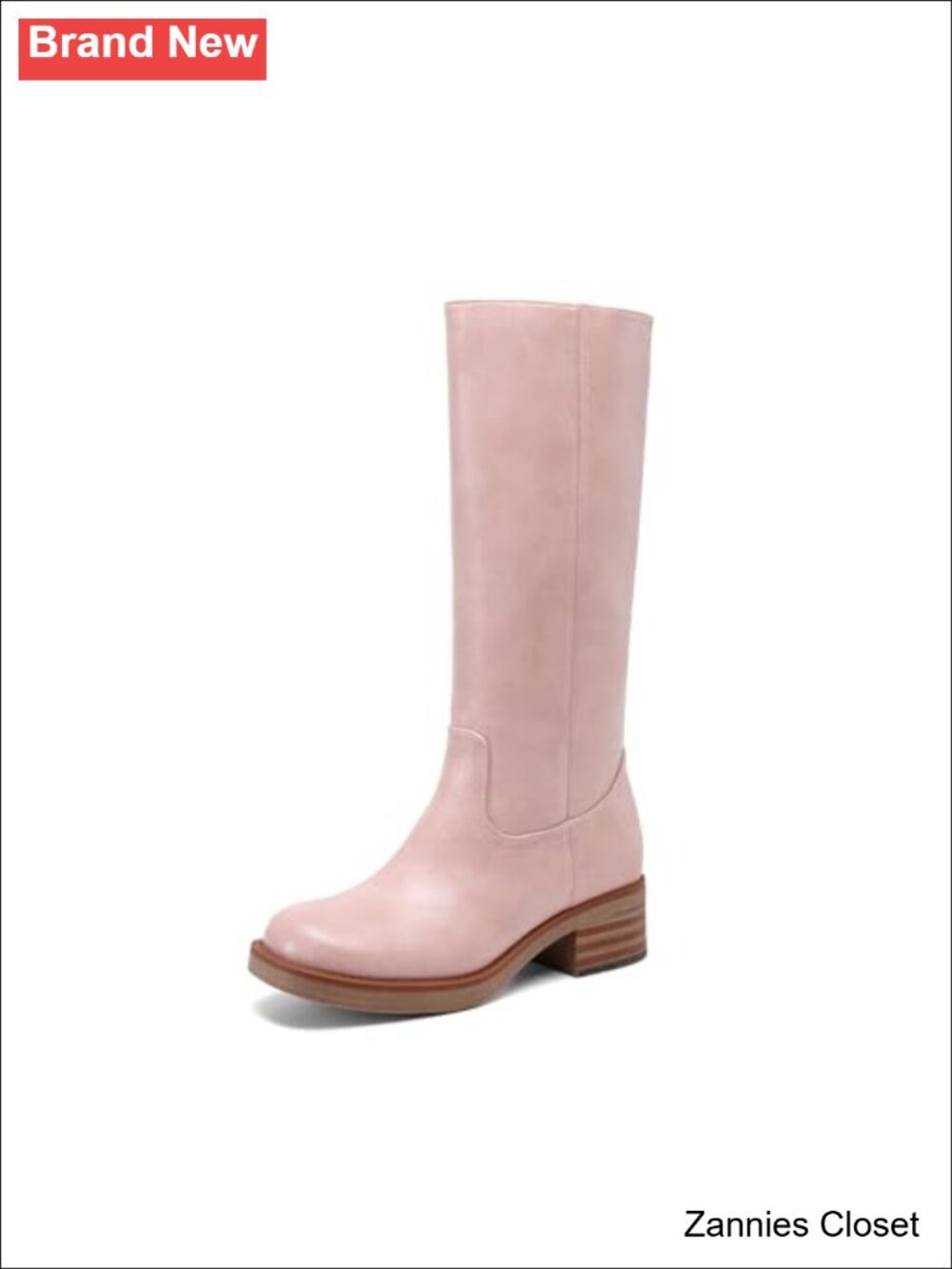 โจ DREAM PAIRS Square Toe Platform Chunky Block Heel Knee High Faux Leather
